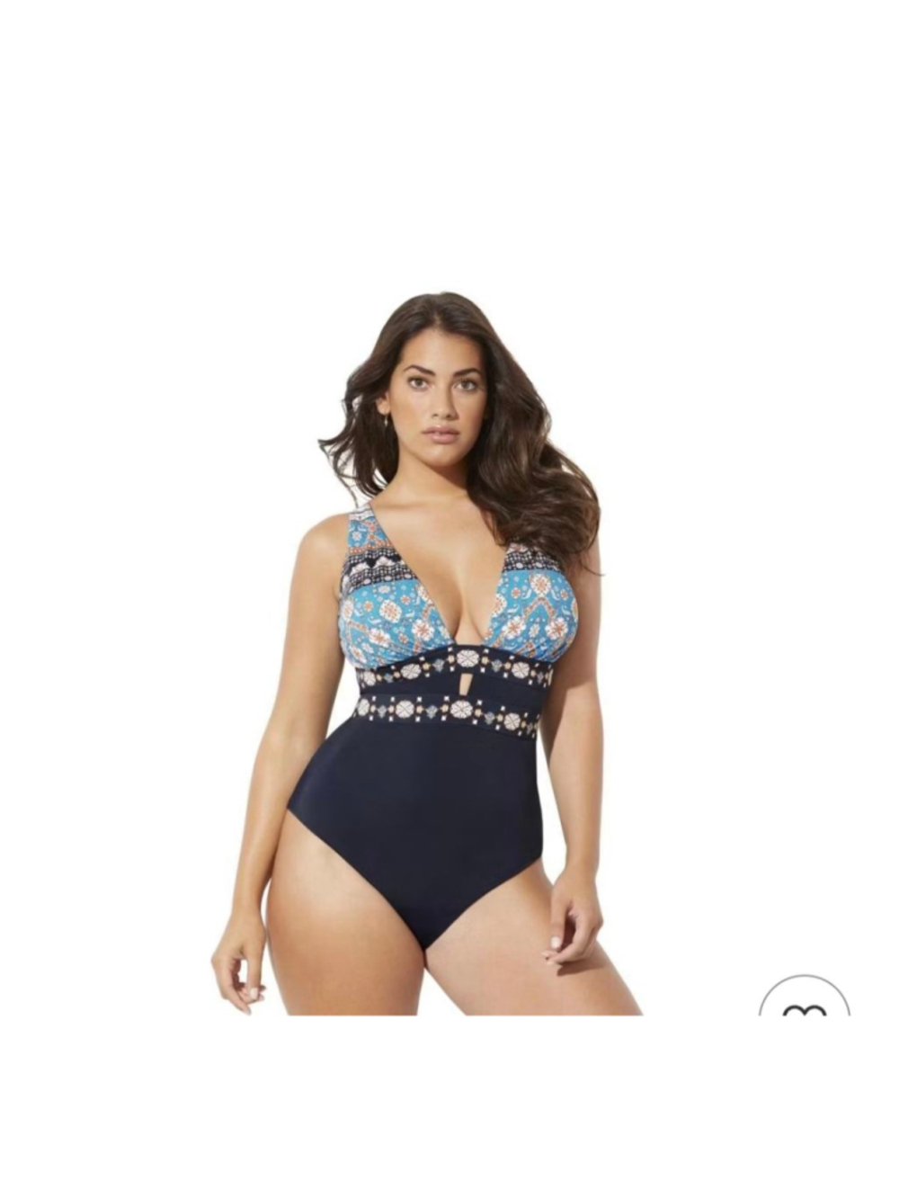 Swimsuits for All Plunge One Piece Swimsuit , Engineered Navy Size 10